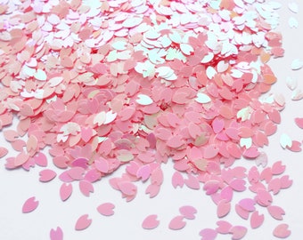 Iridescent Pink Cherry Blossom Flower Petals Glitter, Sakura Petals, 3mm x 2mm