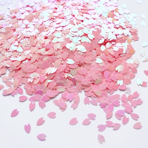 Iridescent Pink Cherry Blossom Flower Petals Glitter 3mm x 2mm Sakura Petals