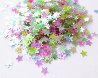 Translucent Iridescent Pastel Rainbow Stars Shape Glitter 3mm Star Mix