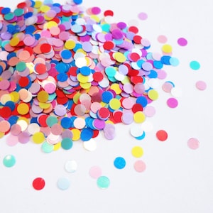 Rainbow Multicolor Translucent Circle Dots Shape Glitter 3mm Matte Circle Color Mix, Solvent Resistant Glitter