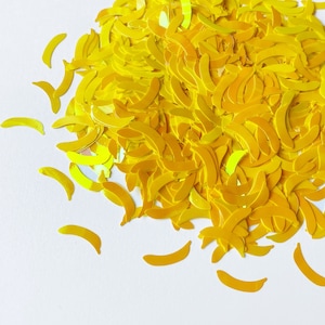 Iridescent Yellow Banana Shape Glitter 12mm x 4mm Banana Fruit Glitter Confetti