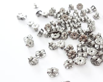 Titanium Earring Backs Hypoallergenic Nickel Free Stud Backings, Ear Clutches, Grade 1 Titanium Jewelry Findings.  Made in USA. 10 to 200pcs