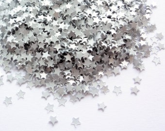 Matte Satin Silver Stars Shape Glitter 3mm Stars, Tiny Star Glitter