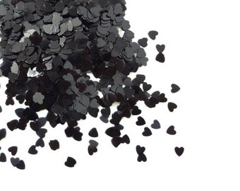 Charcoal Black Heart Shape Glitter 3mm, Solvent Resistant Glitter