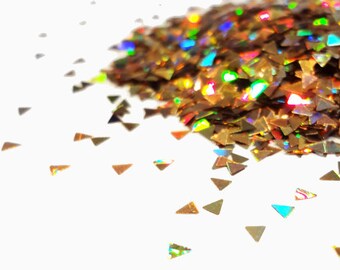 Holographic Laser Satin Gold Triangle Shape Glitter 2mm