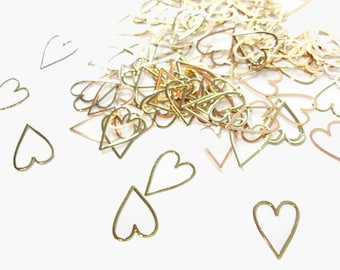 8x6mm Gold Hollow Heart, Nail Art Slices