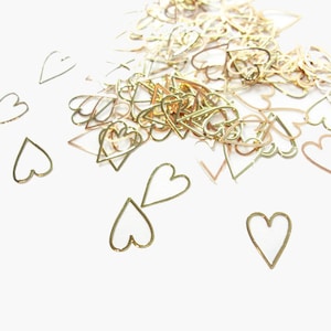 8x6mm Gold Hollow Heart, Nail Art Slices