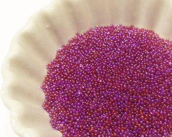 Glass No Hole Beads IRIDESCENT VIOLET, Caviar Beads, Clear AB Microbeads 0.6mm-0.8mm