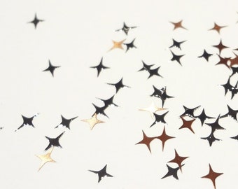 3x4mm Silver Four Point Star, Nail Art Slices