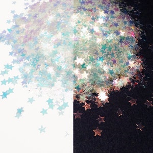 Iridescent Stars Shape Glitter 3mm Stars, Solvent Resistant Glitter
