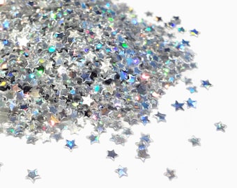 Holographic Silver Stars Shape Glitter 2mm Stars, Tiny Star Glitter