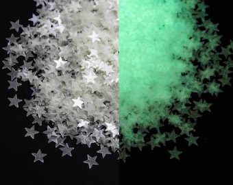 Glow In The Dark Star Glitter 5mm Translucent Stars Shape Glitter