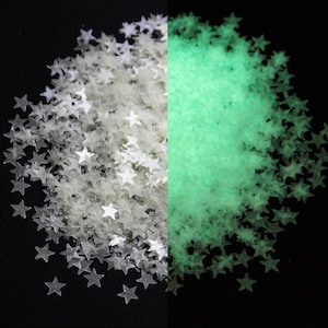 Glow In The Dark Star Glitter 5mm Translucent Stars Shape Glitter