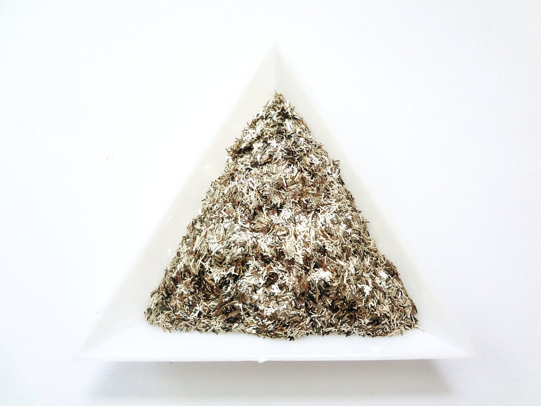 Platinum Blond Gold Tinsel Bar Shape Glitter 0.2x1.5mm, Solvent