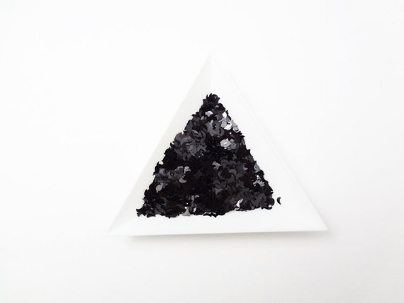 Charcoal Black Crescent Moon Glitter 3mm, Solvent Resistant