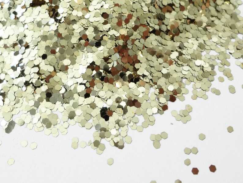 Platinum Blond Gold Loose Glitter .040 Hex 1mm 1/24 Solvent Resistant Glitter image 2