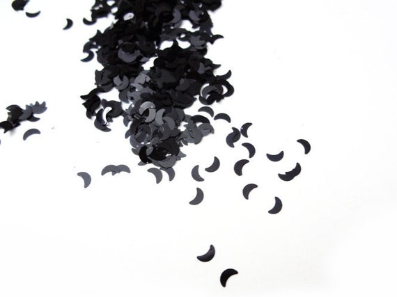 Charcoal Black Crescent Moon Glitter 3mm, Solvent Resistant