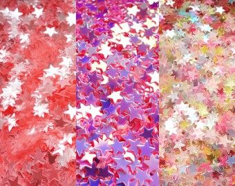 Glitter Sequins Dreamy Stars SAMPLER PACK, 1 tsp or 1 tbsp each of all 3 types of glitter