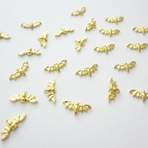 Gold 3D Bat Nail Decoration Parts, 9mm x 4mm, Nail Art Supplies image 2