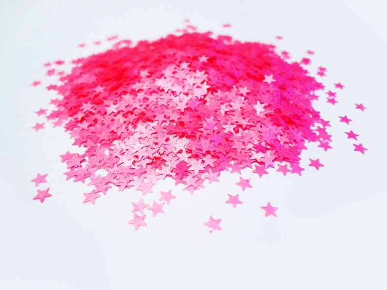 Matte Neon Pink Stars Shape Glitter 3mm Stars image 1