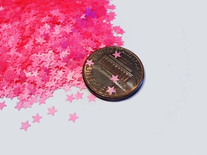 Matte Neon Pink Stars Shape Glitter 3mm Stars image 3