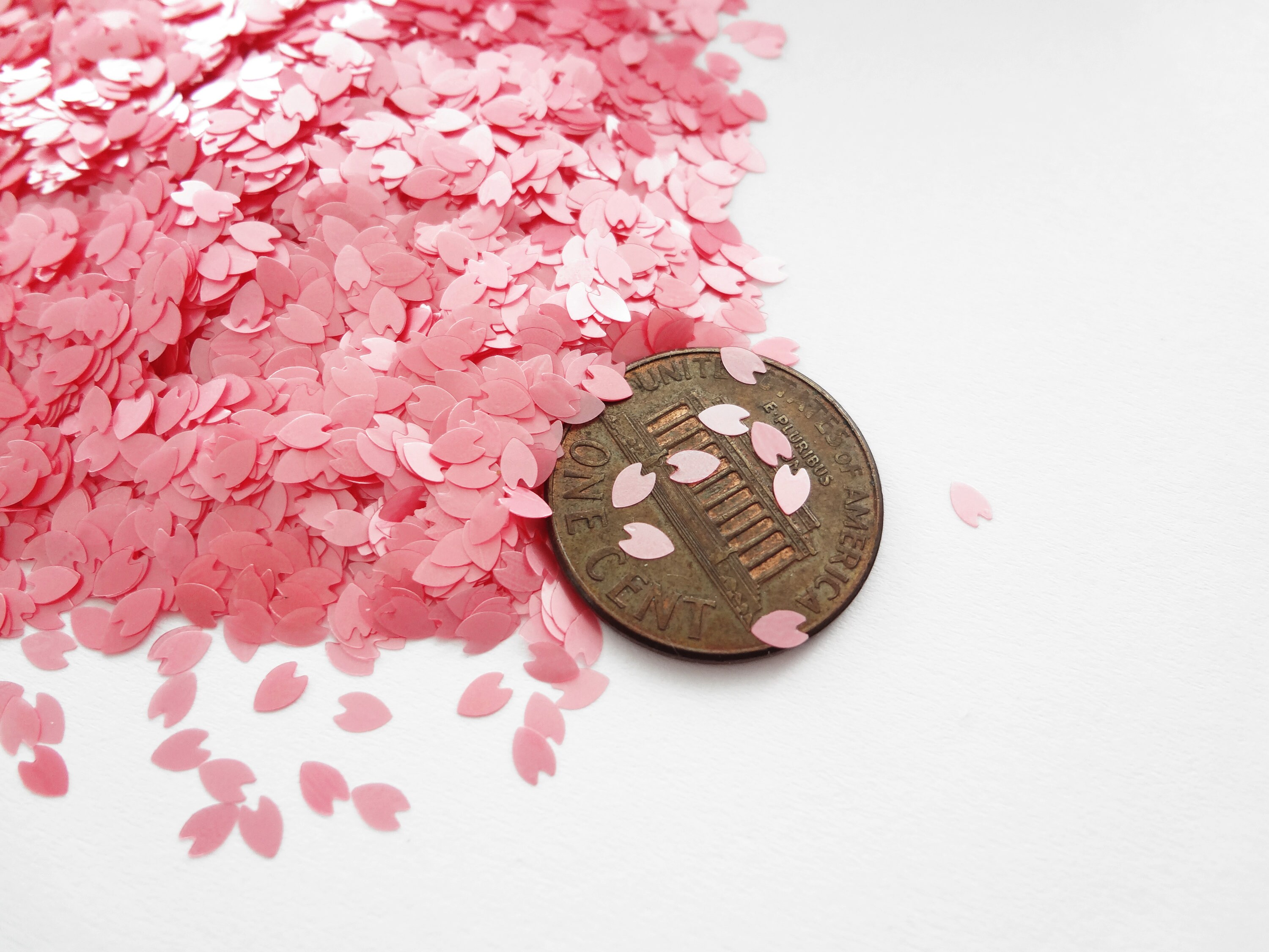 Translucent Deep Pink Cherry Blossom Flower Petals Glitter