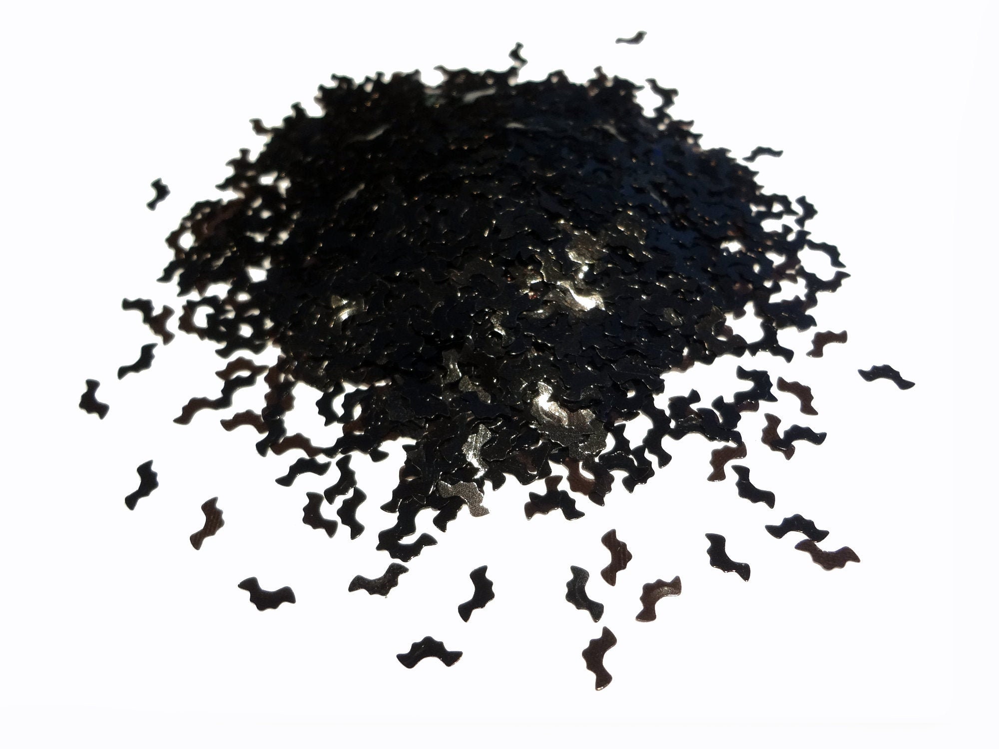Glossy Black Tiny Bat Shape Glitter 5mm x 2mm Spooky Small Bat Glitter Confetti