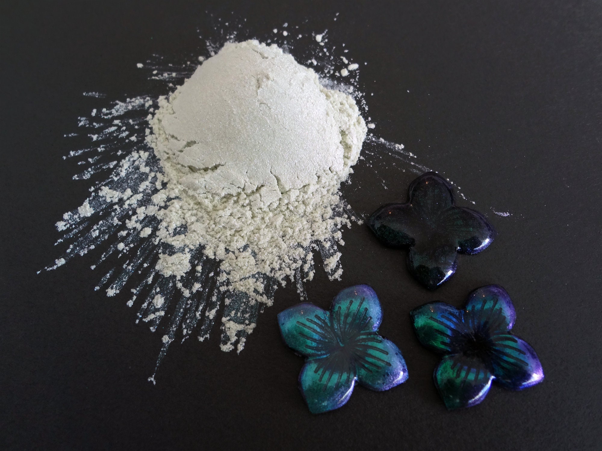 Interference Powder, Chameleon Green Blue Violet Tint, Iridescent Pearl Pigment Powder