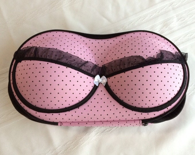 Hard Shell Lingerie Bra Travel Case With Zipper Storage Pocket Retro Style Etsy