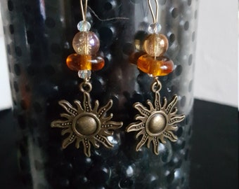 Bronze sun earrings