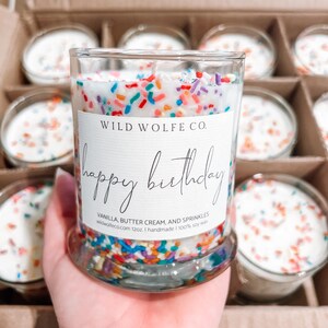 Happy Birthday soy wax candle, birthday cake scent, sprinkles, gifts, handmade, all natural, birthday gift, birthday, cake candle