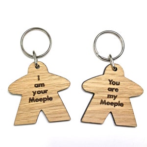 2 Personalised or own message Meeple board game geek valentines, love keyrings for wife, husband, boyfriend, girlfriend or partner