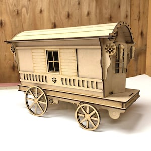 3D DIY MDF Model kit Large Gypsy Caravan (Vardo) - Scale approx 1:12