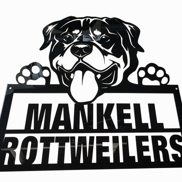 Large Rottweiler Black Acrylic personalised house sign