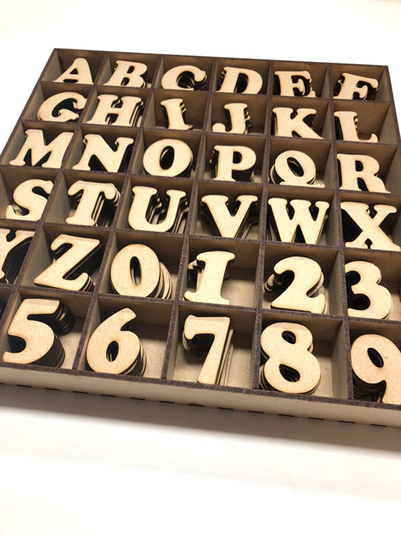Wood letters, numbers & symbols Ready to decorate and personalise 4cm high Bare wood image 2
