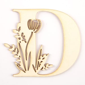 Letras de cartón con motivos florales de 7 cm: elige 8