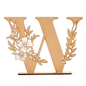 Letras de pie de MDF floral de 14 cm - Elige 6