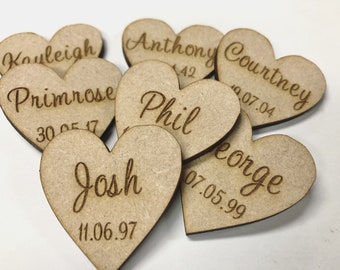 Engraving ONLY (hearts to be purchased separately) for Hearts MDF - Perfect extra for family tree set