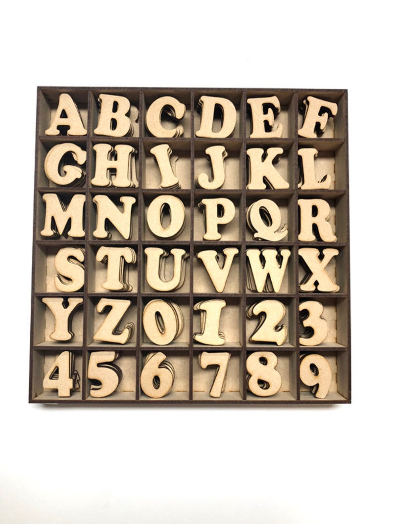 Wood letters, numbers & symbols Ready to decorate and personalise 4cm high Bare wood image 1
