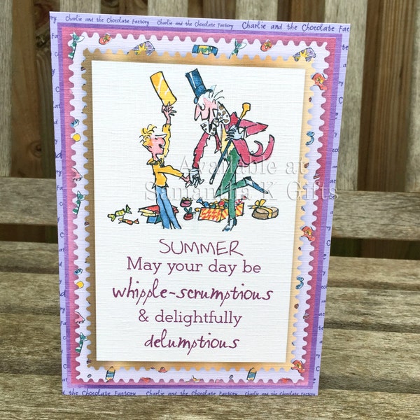 Charlie and the Chocolate Factory - Roald Dahl - Personalised, handmade, Birthday, valentines, Anniversary card - approx: A5