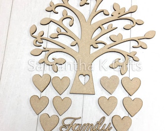 SPECIAL OFFER - Family Tree Set MDF Wooden Wedding Guestbook Laser Cut Craft Blank Shape 15x16cm