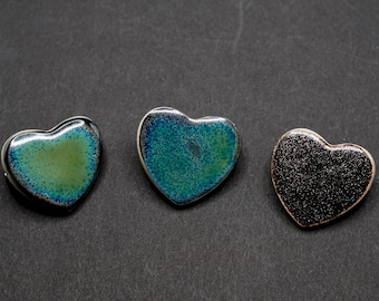 Handmade Ceramic Pin: Heart Glaze Pottery Pottery