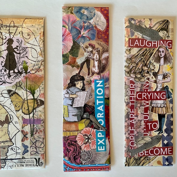 Handmade Bookmark Collage Reading Art Book Lover