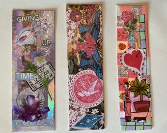 Handmade Bookmark Collage Reading Art Book Lover