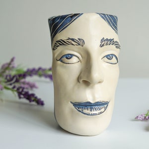 Handmade Ceramic Head Face Planter Pottery Plant Portrait Sculpture