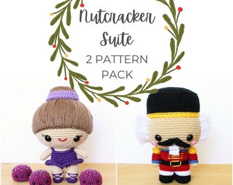 2 PACK PATTERN: Cuddle-Sized Nutcracker & Sugar Plum Fairy Amigurumi, Crochet Ballerina, Nutcracker Ballet Toy Tutorial, PDF Crochet Pattern