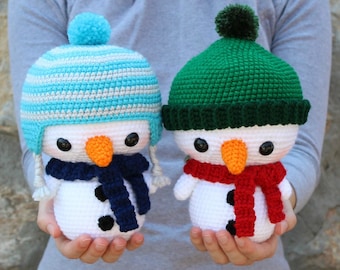 PATTERN: Cuddle-Sized Snowman Amigurumi, Crocheted Snowmen Pattern, Snowman Toy Tutorial, PDF Crochet Pattern, Holiday Winter Crochet