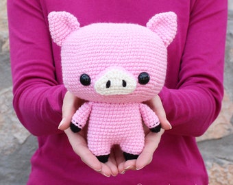 PATTERN: Cuddle-Sized Pig Amigurumi, Crocheted Piggy Pattern, Piglet Toy Tutorial, PDF Crochet Pattern