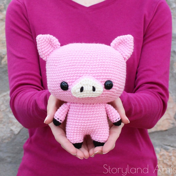 PATTERN: Cuddle-Sized Pig Amigurumi, Crocheted Piggy Pattern, Piglet Toy Tutorial, PDF Crochet Pattern