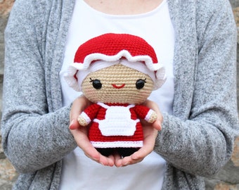 PATTERN: Cuddle-Sized Mrs. Santa Claus Amigurumi, Crocheted Mrs. Claus Pattern, Toy Tutorial, PDF Crochet Pattern, Holiday Winter Crochet